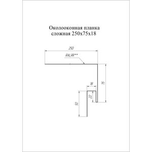 Планка околооконная сложная (J-фаска) 250х75х18мм Grand Line Цинк 0,45мм Планка околооконная сложная (J-фаска) 250х75х18мм Grand Line Цинк 0,45мм