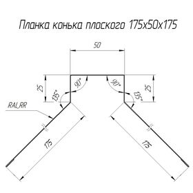 Конек плоский 150х75х150мм Grand Line Цинк 0,55мм