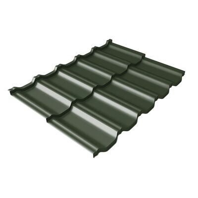 Металлочерепица Grand Line Kvinta Uno GreenCoat Pural Matt BT 0,5 мм RR 11 темно-зеленый